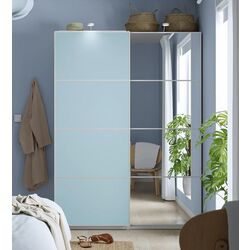 Dulap-cupe Ikea Pax/Mehamn/Auli rafturi/bare/cosuri/oglinda 150x44x201 (Alb/Bleu)