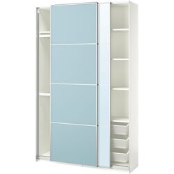 Dulap-cupe Ikea Pax/Mehamn/Auli rafturi/bare/cosuri/oglinda 150x44x236 (Alb/Bleu) Thumb