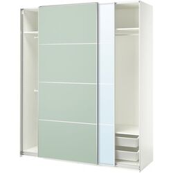 Dulap-cupe Ikea Pax/Mehamn/Auli rafturi/bare/cosuri/oglinda 200x66x236 (Alb/Verde deschis) Thumb