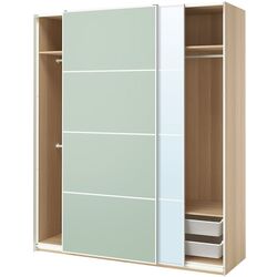 Dulap-cupe Ikea Pax/Mehamn/Auli rafturi/bare/cosuri/oglinda 200x66x236 (Aspect Stejar Antichizat/Verde deschis) Thumb