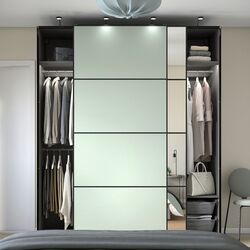 Dulap-cupe Ikea Pax/Mehamn/Auli rafturi/bare/cosuri/oglinda 200x66x236 (Gri inchis/Verde deschis) Thumb