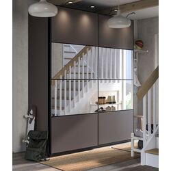 Шкаф-купе Ikea Pax/Mehamn/Auli полки/штанги/корзины/зеркало 200х66х236 (Тёмно-серый)