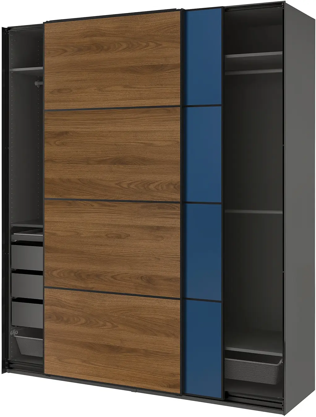 Dulap-cupe Ikea Pax/Mehamn/Auli rafturi/bare/sertare/cosuri (Gri inchis/Negru/Nuc/Albastru) - 3