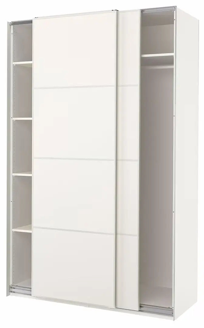 Dulap-cupe Ikea Pax/Mehamn rafturi/bara/2 fete 150x66x236 (Alb)