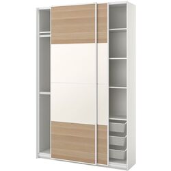 Dulap-cupe Ikea Pax/Mehamn rafturi/bare/cosuri 150x44x236 (Alb/Aspect Stejar Antichizat) Thumb