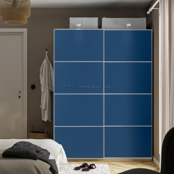 Dulap-cupe Ikea Pax/Mehamn rafturi/bare/cosuri 150x66x201 (Aspect Stejar Antichizat/Albastru)