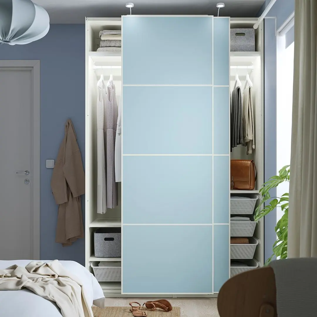 Dulap-cupe Ikea Pax/Mehamn rafturi/bare/cosuri 150x66x236 (Alb/Bleu)