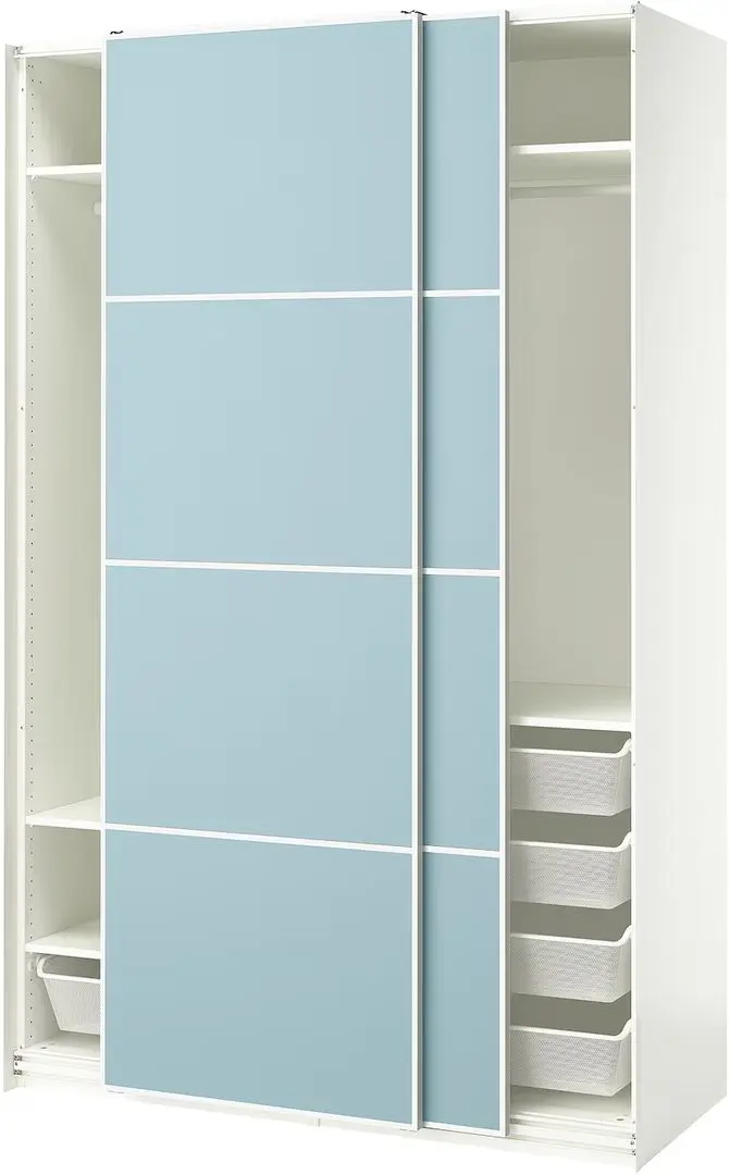 Dulap-cupe Ikea Pax/Mehamn rafturi/bare/cosuri 150x66x236 (Alb/Bleu)