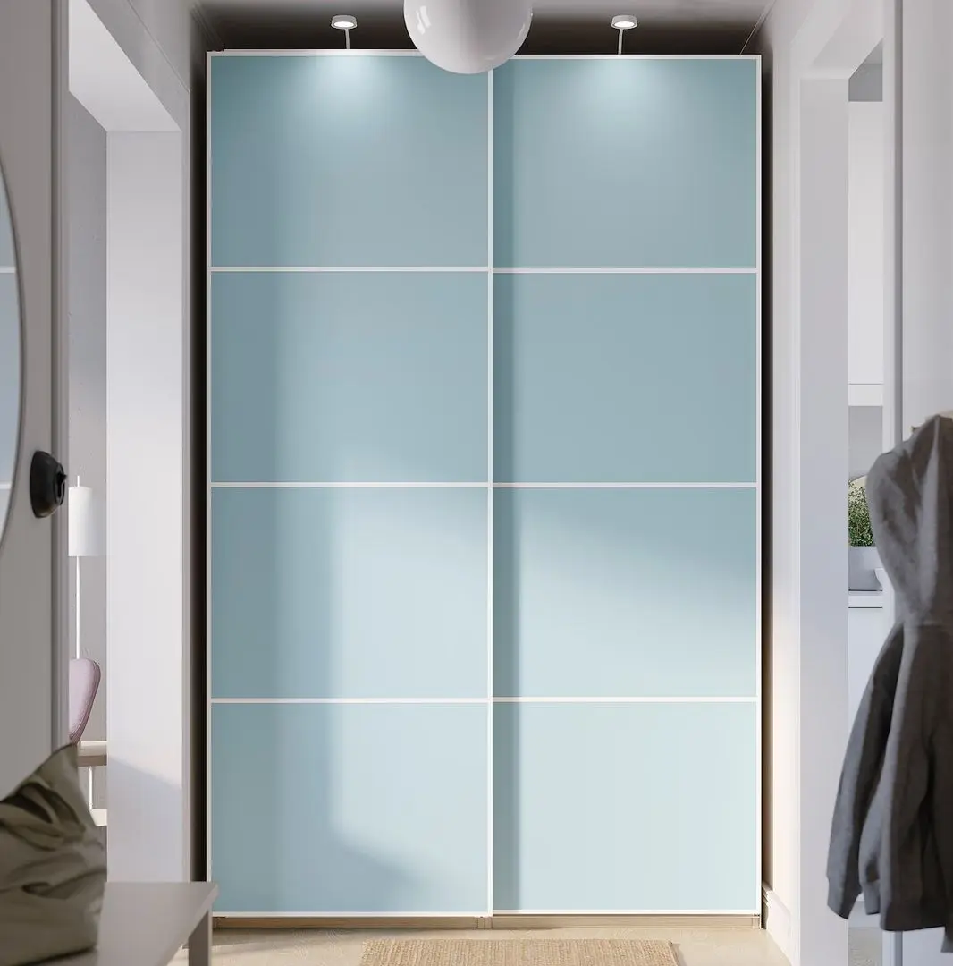 Dulap-cupe Ikea Pax/Mehamn rafturi/bare/cosuri 150x66x236 (Aspect Stejar Antichizat/Bleu)