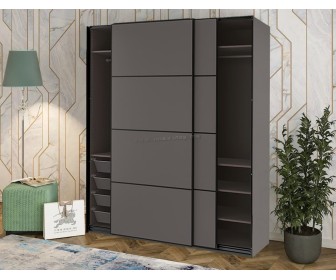 Шкаф-купе Ikea Pax/Mehamn полки/штанги/корзины/2 стороны 200x66x236 (Темно-Серый)