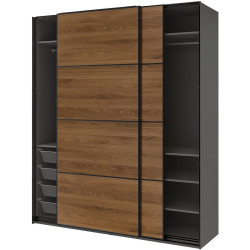 Dulap-cupe Ikea Pax/Mehamn rafturi/bare/cosuri 200x66x236 (Gri inchis/Negru/Nuc) Thumb