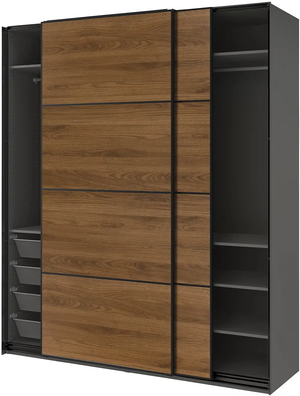 Dulap-cupe Ikea Pax/Mehamn rafturi/bare/cosuri 200x66x236 (Gri inchis/Negru/Nuc) - 3