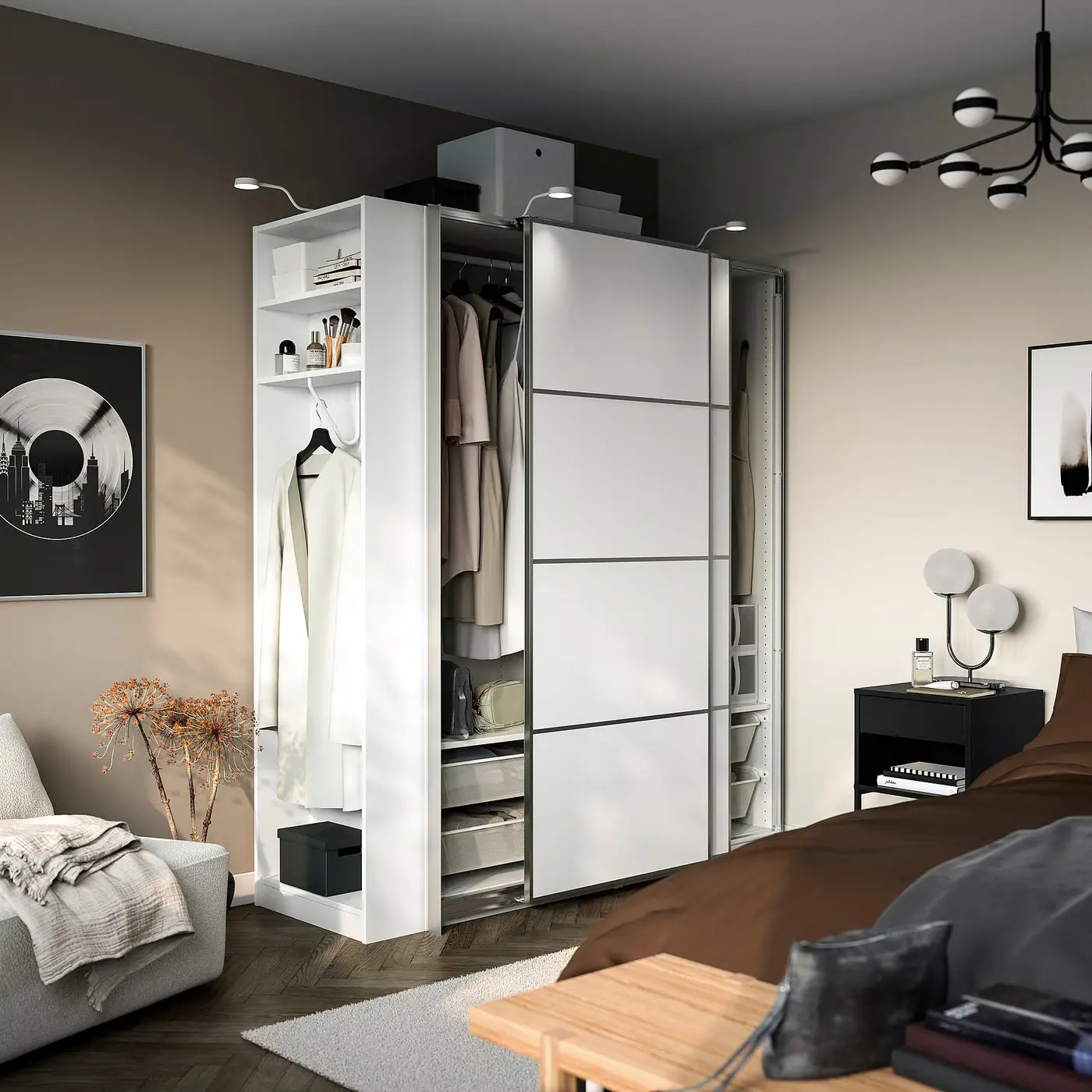 Dulap-cupe Ikea Pax/Mehamn rafturi/bare/cosuri/etajera 170x66x201 (Alb) - 2