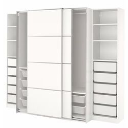 Dulap-cupe Ikea Pax/Mehamn rafturi/bare/cosuri/sertare/2 fete 250x66x201 (Alb) Thumb