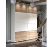 Шкаф-купе Ikea Pax/Mehamn полки/штанги/ящик 200x44x236 (Белый/Имитация Состаренного Дуба)