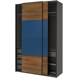 Dulap-cupe Ikea Pax/Mehamn rafturi/bare/sertare 150x66x236 (Gri inchis/Negru/Nuc/Albastru) Thumb