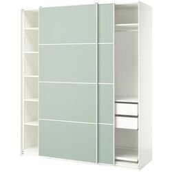Dulap-cupe Ikea Pax/Mehamn rafturi/bare/sertare 200x66x236 (Alb/Verde deschis) Thumb