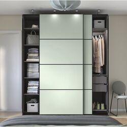 Dulap-cupe Ikea Pax/Mehamn rafturi/bare/sertare 200x66x236 (Gri inchis/Verde deschis) Thumb