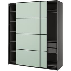 Dulap-cupe Ikea Pax/Mehamn rafturi/bare/sertare 200x66x236 (Gri inchis/Verde deschis) Thumb