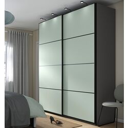 Dulap-cupe Ikea Pax/Mehamn rafturi/bare/sertare 200x66x236 (Gri inchis/Verde deschis)