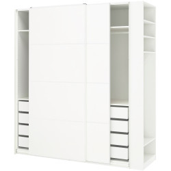 Dulap-cupe Ikea Pax/Mehamn rafturi/bare/sertare/etajera 220x66x236 (Alb) Thumb