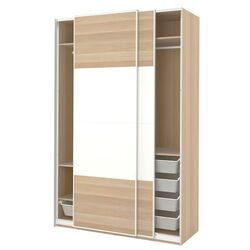 Dulap-cupe Ikea Pax/Mehamn sertare/bara umerase/rafturi 150x66x236 (Aspect Stejar Antichizat/Alb)