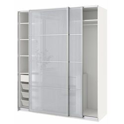 Dulap-cupe Ikea Pax/Svartisdal rafturi/bara/sertar/oglinda 200x66x236 (Alb/Aspect Hartie) Thumb