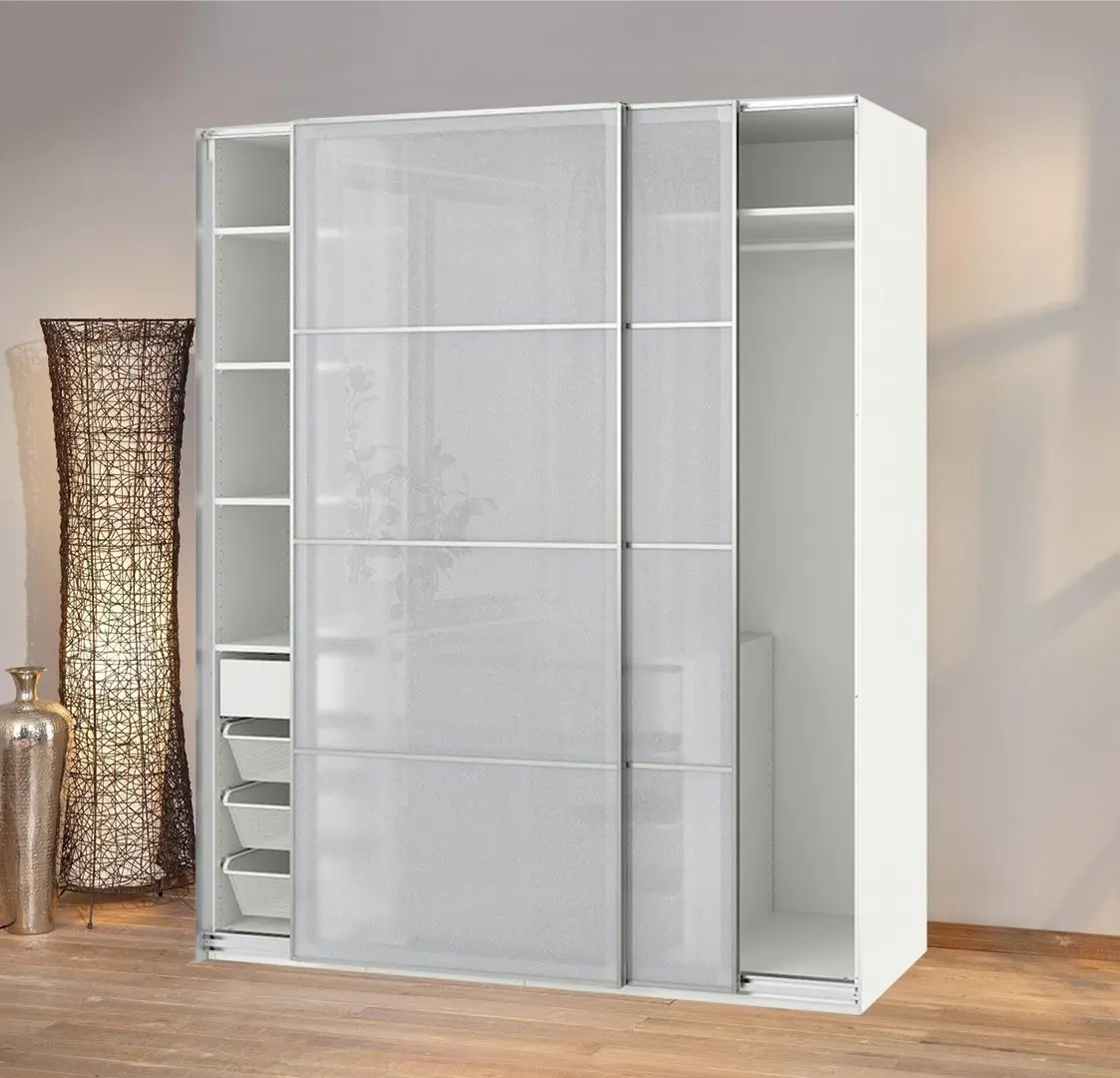 Dulap-cupe Ikea Pax/Svartisdal rafturi/bara/sertar/oglinda 200x66x236 (Alb/Aspect Hartie)