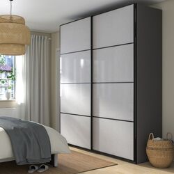 Dulap-cupe Ikea Pax/Svartisdal bare/rafturi/sertare 200x66x236 (Gri Inchis/Alb Aspect Hartie)