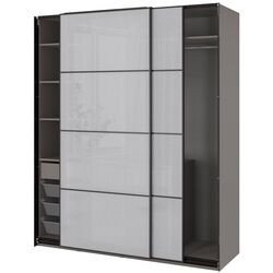 Dulap-cupe Ikea Pax/Svartisdal bare/rafturi/sertare 200x66x236 (Gri Inchis/Alb Aspect Hartie) Thumb