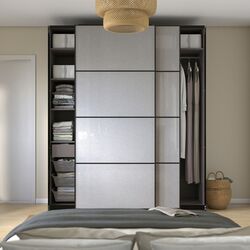 Dulap-cupe Ikea Pax/Svartisdal bare/rafturi/sertare 200x66x236 (Gri Inchis/Alb Aspect Hartie) Thumb