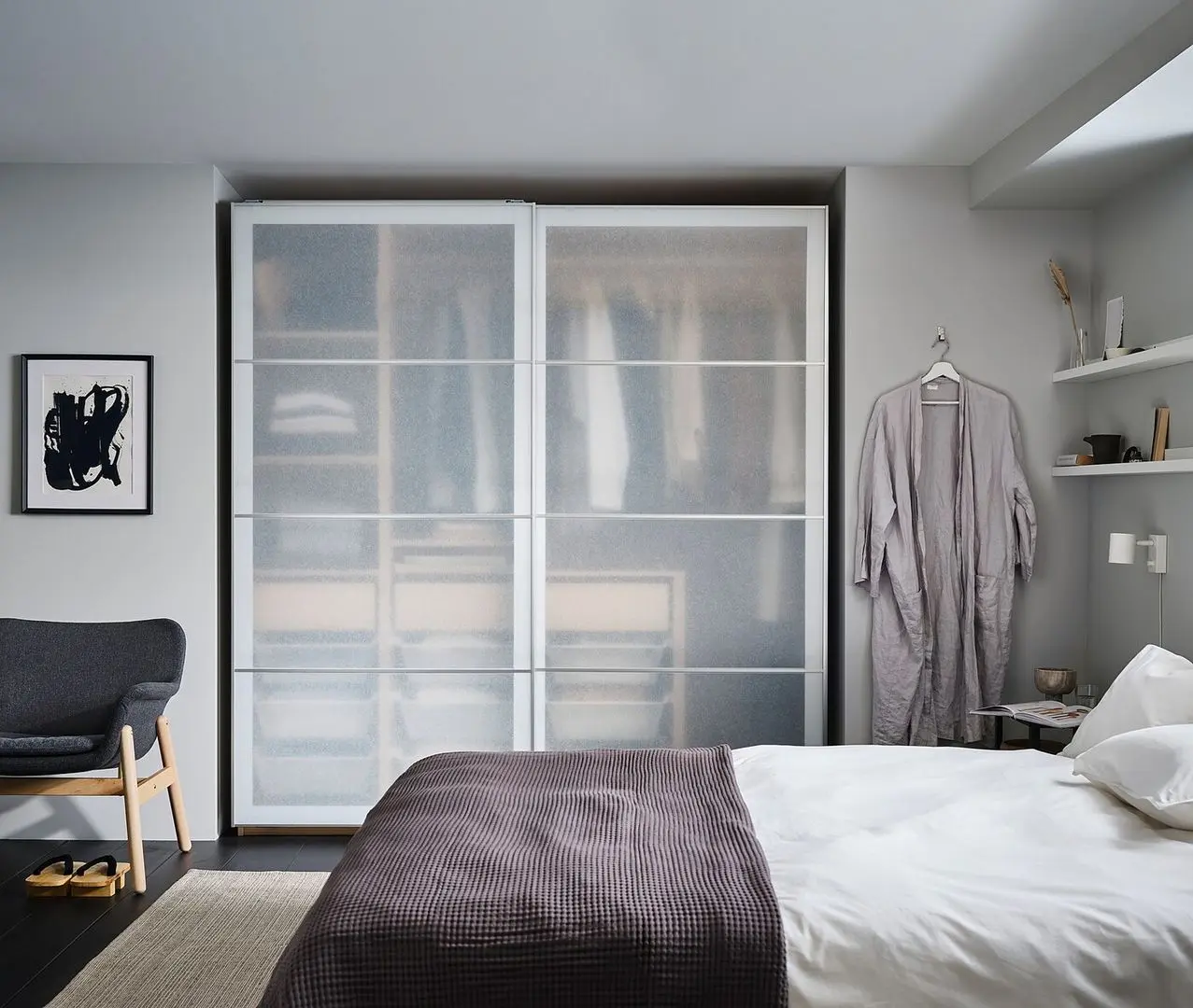 Dulap-cupe Ikea Pax/Svartisdal rafturi/bare/sertare/cosuri 200x66x201 (Aspect Stejar Antichizat/Alb Aspect Hartie)