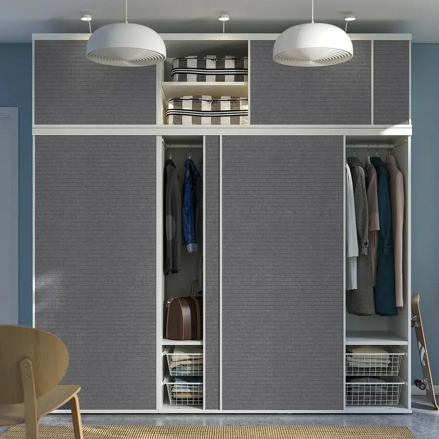 Dulap-cupe Ikea Platsa 6 usi 180x57x221 (Alb Larkollen/Gri Inchis)