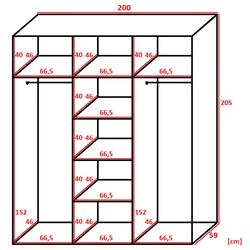 Dulap-cupe Prime Furniture Malani 200x205x59 (Craft Oak Golden/Black) Thumb
