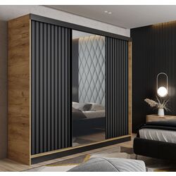 Dulap-cupe Prime Furniture Malani 200x205x59 (Craft Oak Golden/Graphite/Black)