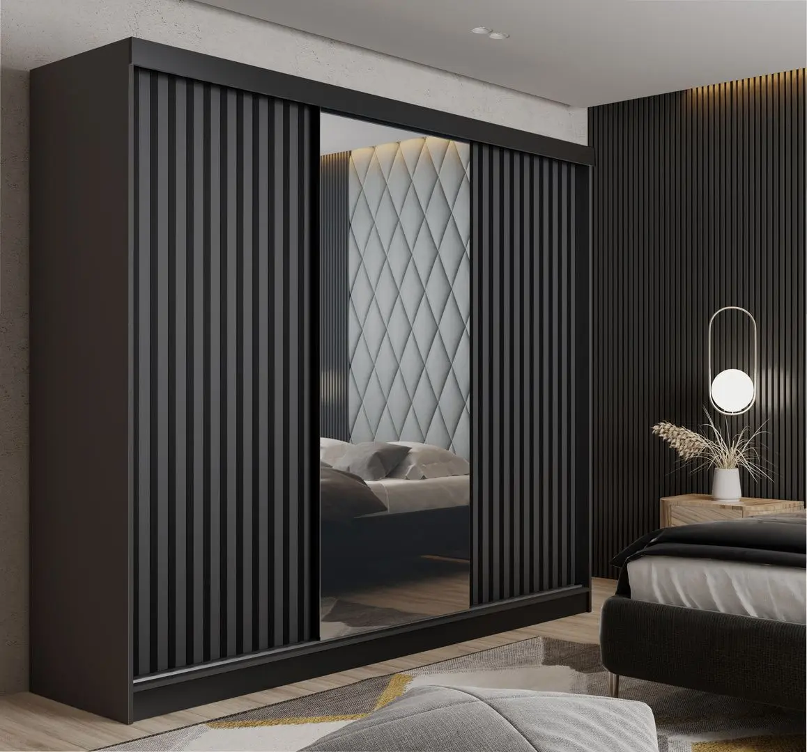 Dulap-cupe Prime Furniture Malani 200x205x59 (Graphite/Black)