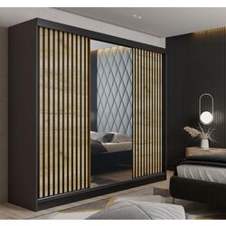 Dulap-cupe Prime Furniture Malani 200x205x59 (Graphite/Craft Oak Golden/Black)