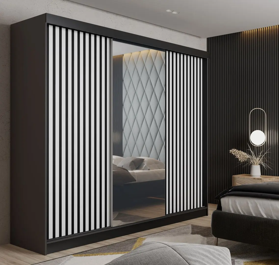 Dulap-cupe Prime Furniture Malani 200x205x59 (Graphite/White/Black)