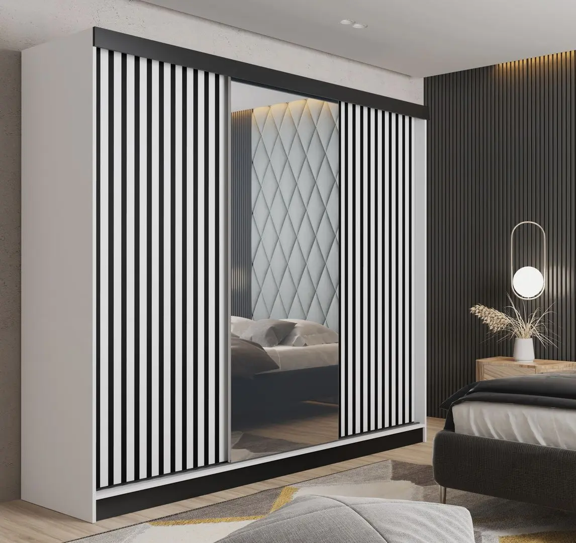 Dulap-cupe Prime Furniture Malani 200x205x59 (White/Black)