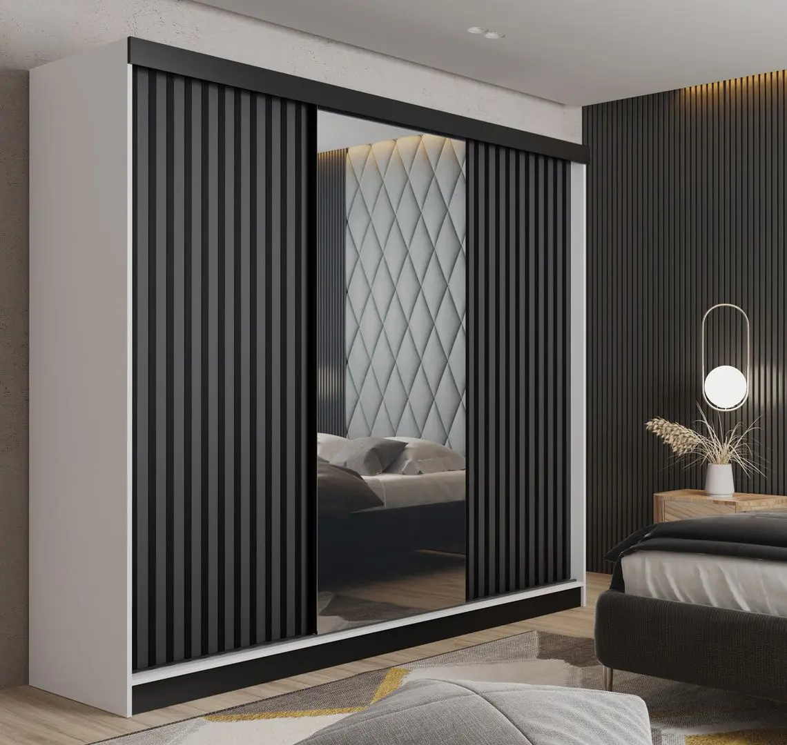 Dulap-cupe Prime Furniture Malani 200x205x59 (White/Graphite/Black)