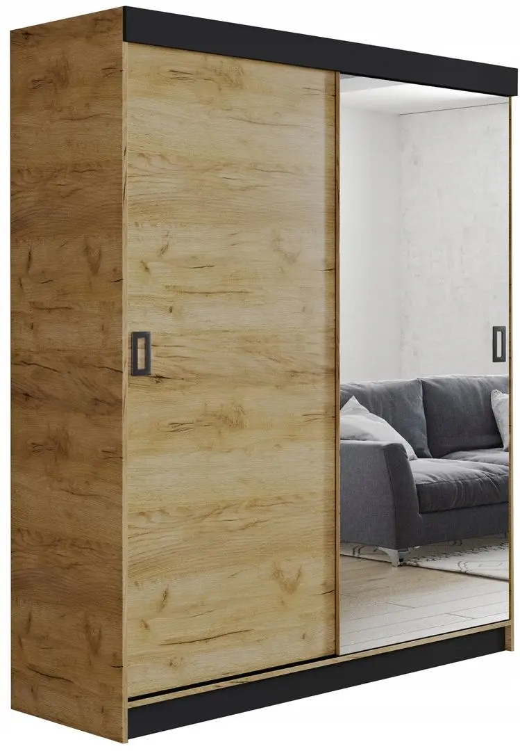 Dulap-cupe Prime Furniture Retro 1 138x205x59 (Craft Oak Golden/Black)