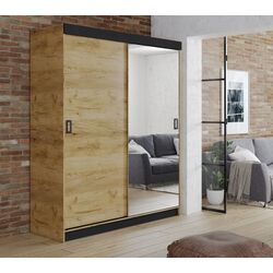 Шкаф-купе Prime Furniture Retro 1 138x205x59 (Craft Oak Golden/Black)