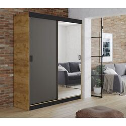 Dulap-cupe Prime Furniture Retro 1 138x205x59 (Craft Oak Golden/Graphite/Black)