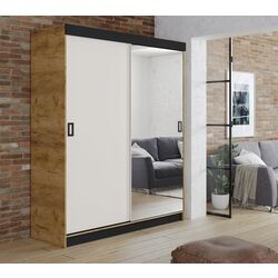 Dulap-cupe Prime Furniture Retro 1 138x205x59 (Craft Oak Golden/White/Black)