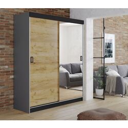 Dulap-cupe Prime Furniture Retro 1 138x205x59 (Graphite/Craft Oak Golden/Black)