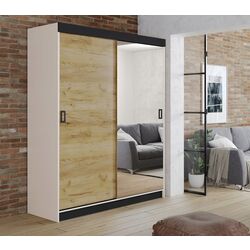 Dulap-cupe Prime Furniture Retro 1 138x205x59 (White/Craft Oak Golden/Black)