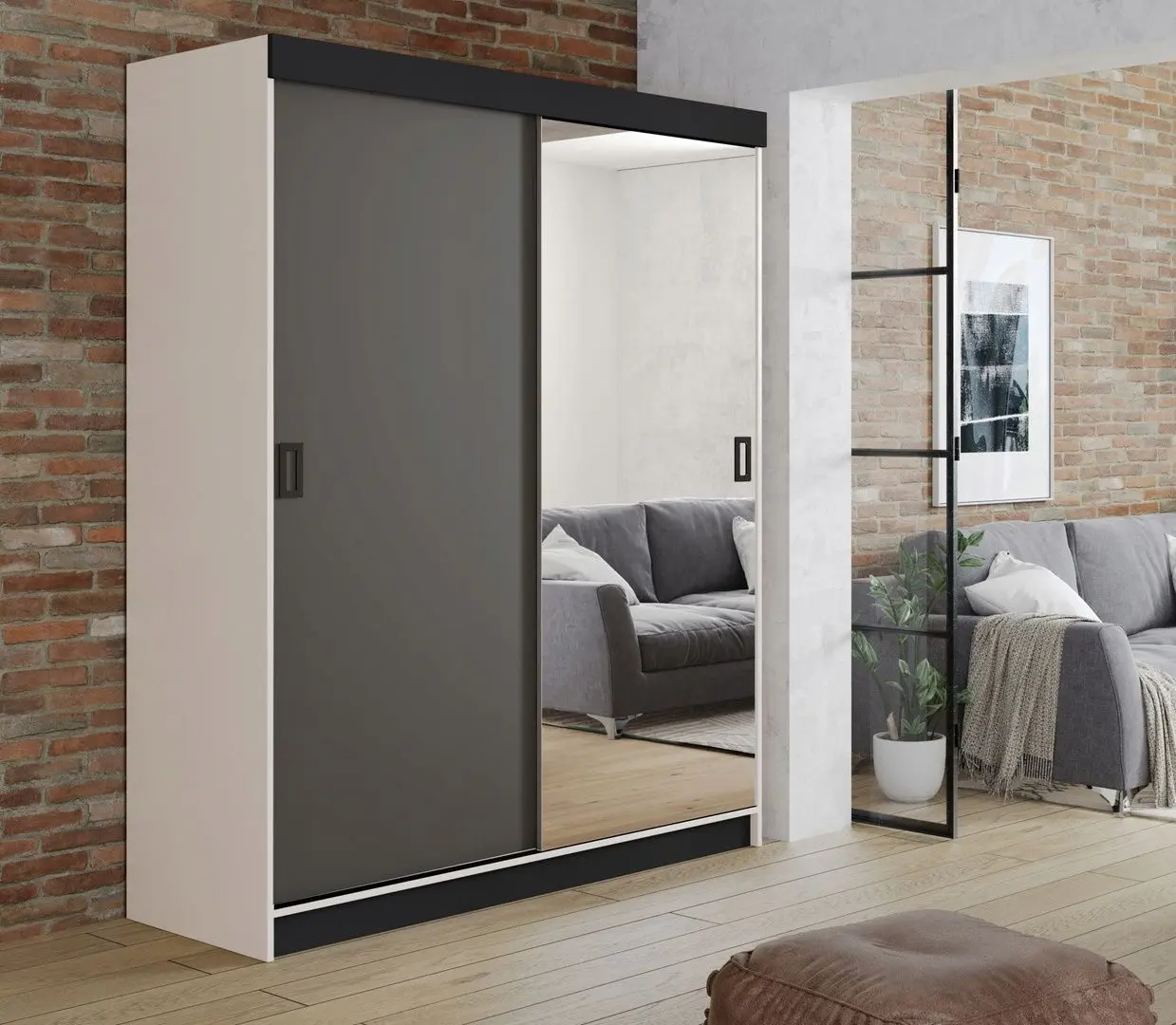 Dulap-cupe Prime Furniture Retro 1 138x205x59 (White/Graphite/Black)