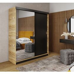 Dulap-cupe Prime Furniture Retro 1 Craft Oak Golden Handles 138x205x59 (Craft Oak Golden/Black)