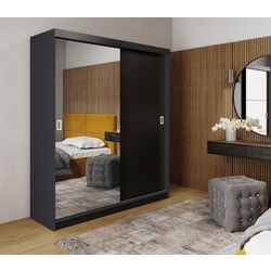 Dulap-cupe Prime Furniture Retro 1 White Handles 138x205x59 (Graphite/Black)