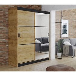 Dulap-cupe Prime Furniture Retro 3 138x205x59 (Craft Oak Golden/Black)